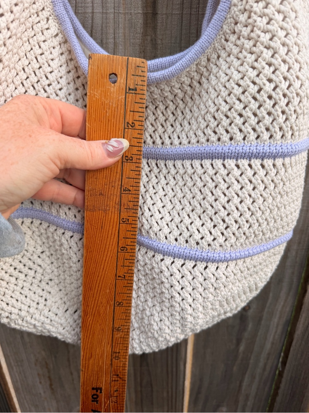 NWT lululemon athletica Cream Crochet Shoulder Bag with Lavender Trim - Picture 5 of 13